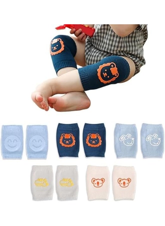 CLENEA Baby Knee Pads (5 Pairs), For Crawling Toddler Leg Warms Non-slip Anti-Friction Socks, For Crawling 6-24 Months Babies - Image 1
